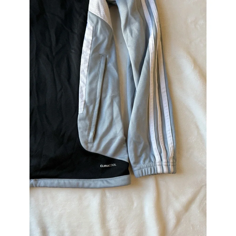 Adidas Boys 13-14y Black Grey Climacool Track Jacket Size L Full Zip Performance